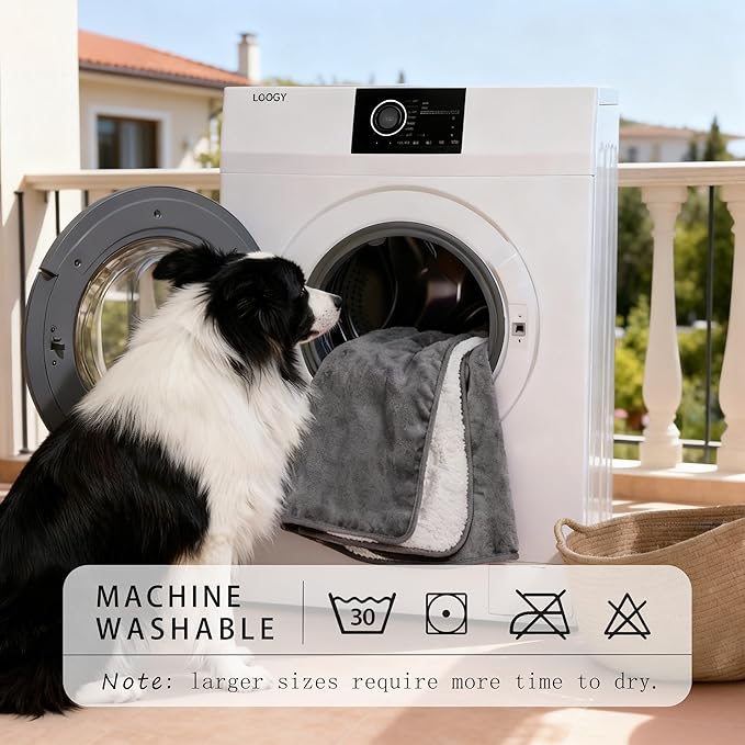 Smiry Waterproof Dog Bed Blanket, Leakproof Pet Throw Blanket for Bed Couch Sofa, Reversible Sherpa Fleece Furniture Protector Cover for Small Medium Large Dogs Cats (Grey, 40x57 inches)