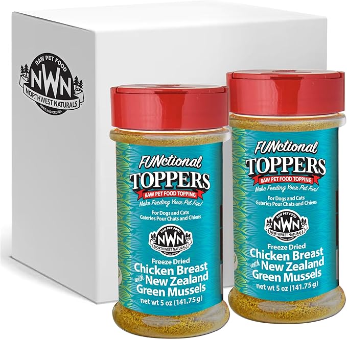 Northwest Naturals Freeze-Dried Chicken Breast with Green Lipped Mussels - Functional Topper - for Dogs and Cats - Limited, Human Grade Ingredients, All Natural, Proudly Made in USA, 5 Oz (Pack of 2)