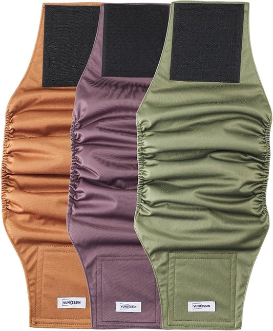 Washable Dog Diapers Male Large, Premium Belly Bands for Dogs Reusable, Pack of 3, High Absorbing Large Puppy Diapers n Incontinence or Excitable Urination and Training(L)