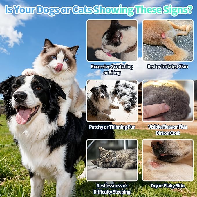 Flea and Tick Prevention for Dog and Cat, Natural Oral Flea & Tick Itch Relief Support Drops with Multivitamin for Pets - Supports Healthy Skin & Coat - Oral Supplement for All Breeds & Ages - Chicken