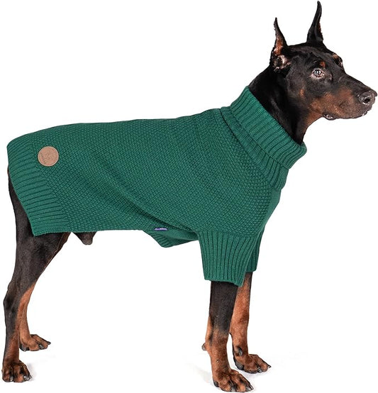 cyeollo Dog Sweater Pullover Turtleneck for Large Dogs, Classic Knitwear Fall Winter Cold Weather Dog Clothes Warm Pet Apparel Large Big Dogs Sweaters, Green 3XL