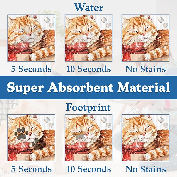 Cat Dog Cat Food Mat–Absorbent Waterproof Placemat for Food and Water Bowls, Non Slip Rubber Backing, Feeding Mat for Clean Floors 12"x20"