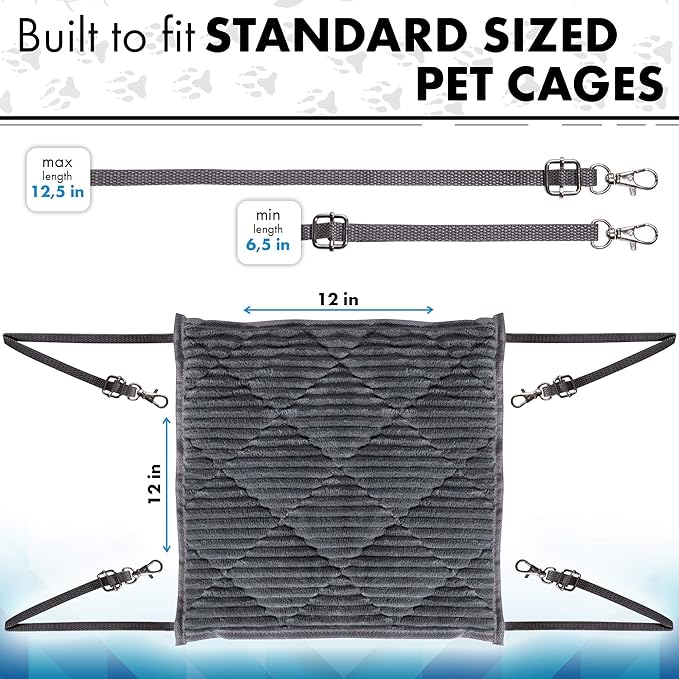 Ferret Hammock for Cage - Plush Double Bunk Bed Hanging Clips - Perfect for 2 or More Small Pets! (Rats, Ferrets, Hamsters, Guinea Pigs, Chinchillas & Squirrels) - Khaki