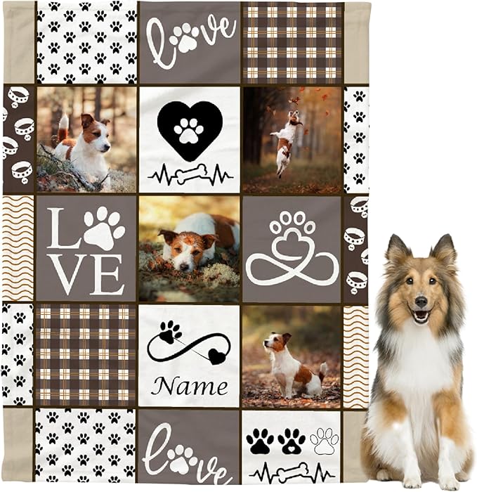 Personalized Custom Pet Blanket with Name & Photo - Soft Cozy Fleece Throw for Dogs, Cats & Lovers - Medium 60"x50" for Teens