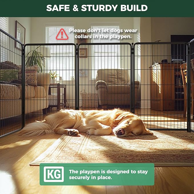 FXW Homeplus Unleashed Indoor Dog Playpen - Stress-Free and Safe Play, Heavy Duty 45 Inch 6 Panels Dog Pen for Large Dogs, Black│Patented
