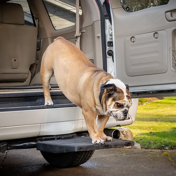 Pet Ramp Step Helps Dogs Get in & Out of Car Van SUV | Portable Lightweight Dog Ramp | Simply Slide into 2 inch Trailer Hitch Receiver | No Tools Needed | Essential Pet Gear | Made in USA