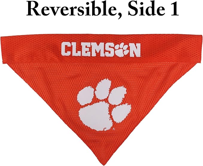 Pets First Collegiate Pet Accessories, Reversible Bandana, Clemson Tigers, Small/Medium
