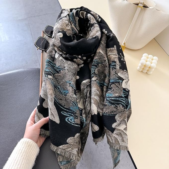 Jeelow Womens Pashmina Shawl Wrap Scarf - Elegant Dressy Evening Poncho Cape for Formal and Wedding Outfits