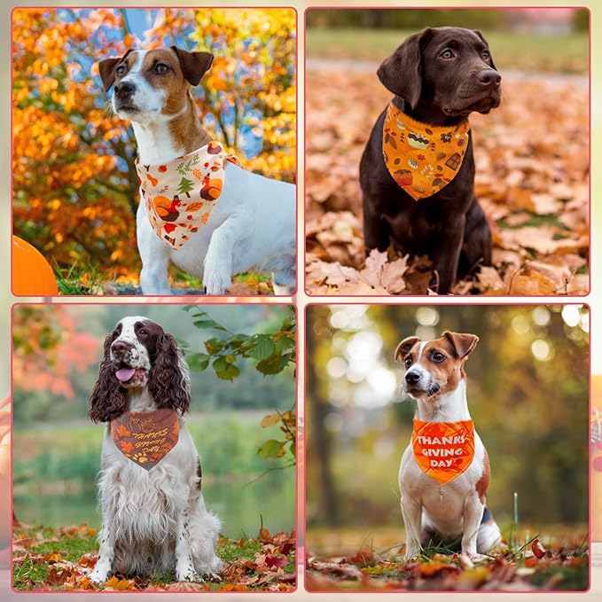 KOOLTAIL Fall Dog Bandana, Festival Plaid Pets Scarf, Halloween Thanksgiving Christmas Bandanas Bulk Daily Use in Autumn and Winter Accessories, Holiday Dog Bandanas for Small Medium Large Puppy Cats