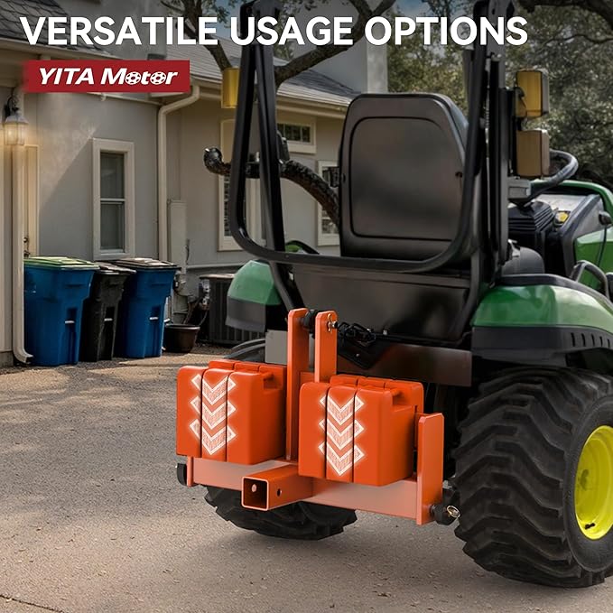 YITAMOTOR 3 Point Quick Hitch with 2" Receiver for Category 1, 3 Pt Tractor Trailer Hitch Drawbar Adapter Attachments with Suitcase Weight Brackets