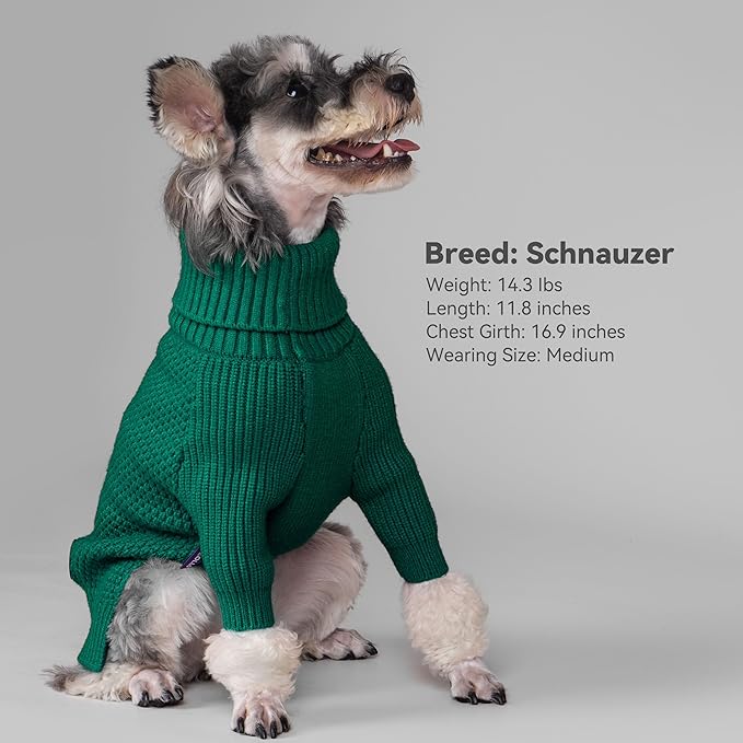 cyeollo Dog Sweater Pullover Turtleneck for Dogs, Classic Knitwear Fall Winter Cold Weather Dog Clothes Warm Pet Apparel Small Medium Large Dog Sweaters, Green S