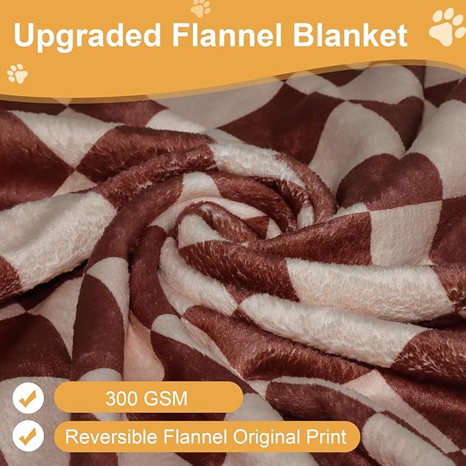 Premium Soft Dog Blanket, with Flannel Beige Cute Paw Print,43 * 30 inches, Cat Blanket Puppy Supplies Dog Products Stuff Essentials