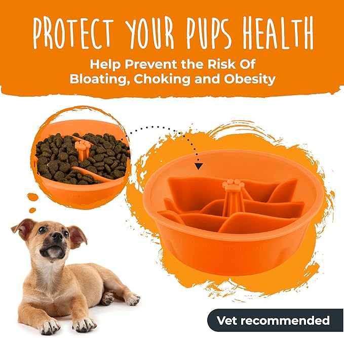 Mighty Paw Slow Feeder Dog Bowls | Interactive Dog Bow Insert - Silicone Puzzle Feeder Insert - Medium for All Sized Breeds (7" x 2")