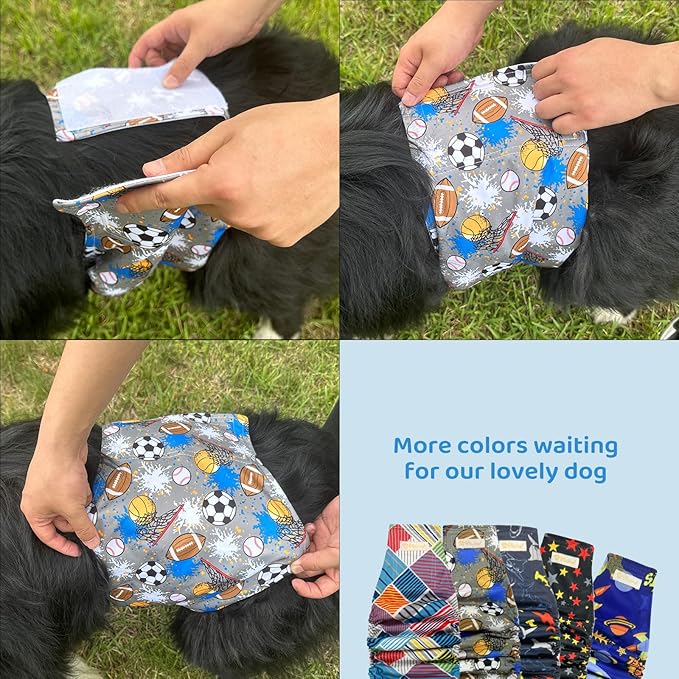 Reusable Belly Bands for Male Dogs High Absorbing Male Dog Wraps Boy Dog Diaper with Cute Patterns 5packs (XXL, 21” - 27” Waist)