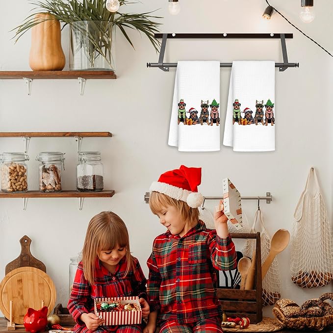 Rottweiler Christmas Kitchen Towels, Dog Lovers Gifts - 1624 in Decorative Towels