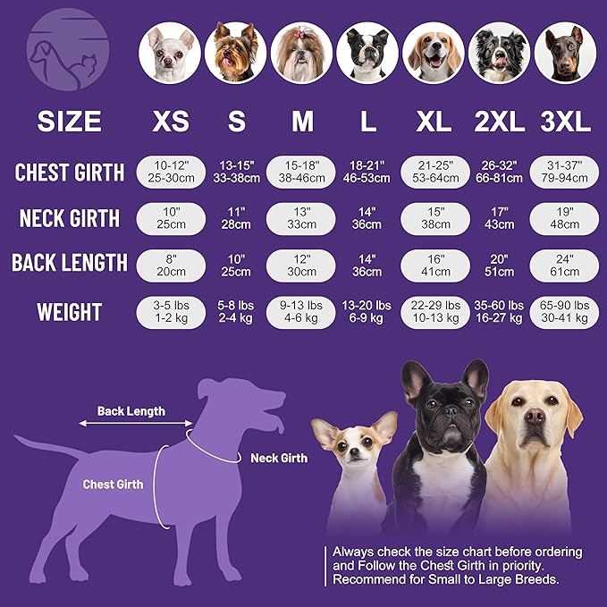 cyeollo Dog Pajamas for Small Dogs Thermal Fleece Dog Pjs Winter Coat Jumpsuit for Dogs Soft Onesie Warm Pet Clothes Apparel, Color Purple L