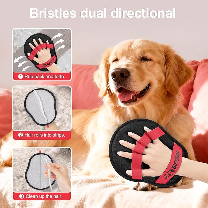 Pet Hair Removal Glove - Magic Brush Electrostatic Mitt for Dogs & Cats, Reusable Grooming Gloves - Dog Hair Remover Tool with 5-Finger Design for Couch, Carpet, Furniture, Laundry & Clothing