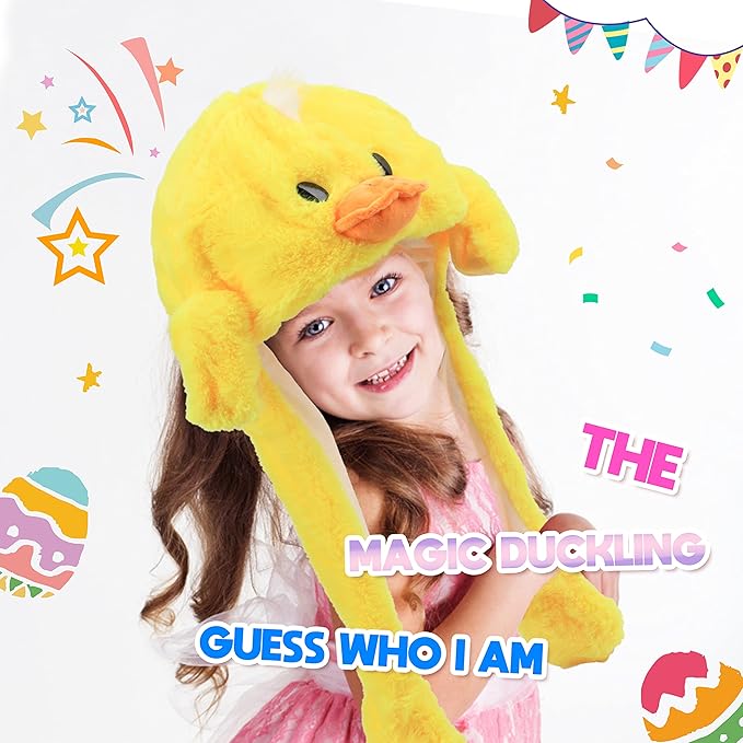 Animal Hat with Ears Moving Jumping Pop Up Beating Hat Plush Holiday Cosplay Dress Up Funny Gift for Kids