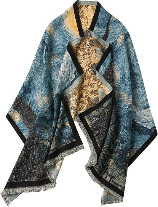 Jeelow Womens Pashmina Shawl Wrap Scarf - Elegant Dressy Evening Poncho Cape for Formal and Wedding Outfits