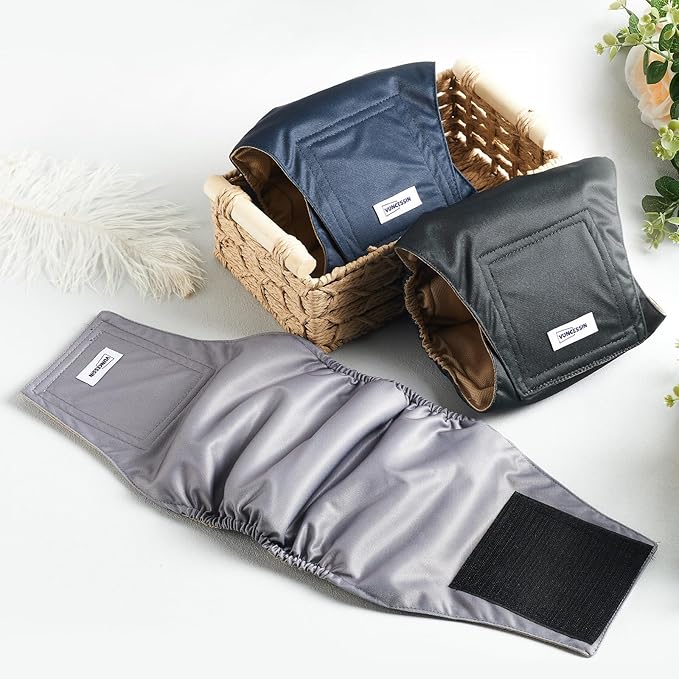 Washable Male Dog Diapers Reusable, Premium Dog Belly Bands for Male Dogs Medium, Pack of 3, High Absorbing Dog Pee Wraps for Doggie in Incontinence or Excitable Urination and Training(M)