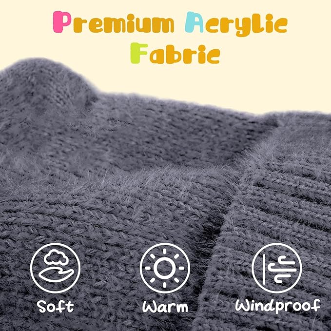 ZOORON Kids Winter Hat for Boys Girls, Cat Beanie Children Knit Skull Cap with Warm Ear Flap, Teen Beanie Hat Age 5-15 Years