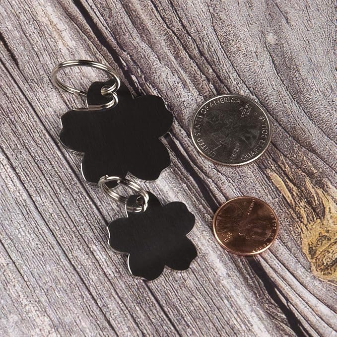 Stainless Steel Pet ID Tags - Engraved Personalized Dog Tags, Cat Tags Front & Back up to 8 Lines of Text – Bone, Round, Heart, Flower, Badge, House, Star, Rectangle, Bow Tie