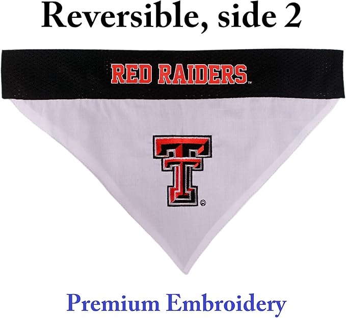 Pets First Collegiate Pet Accessories, Reversible Bandana, Texas Tech Red Raiders, Small/Medium