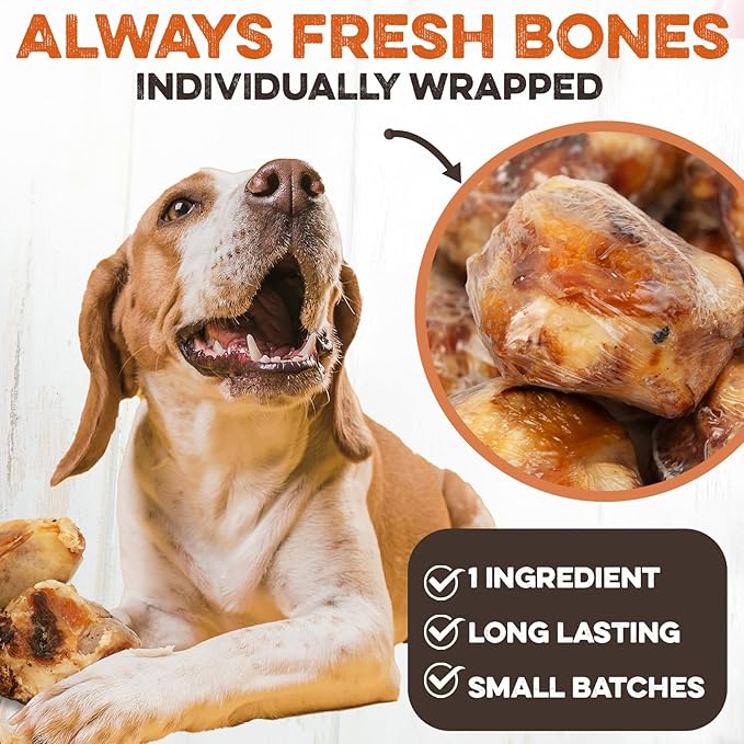 BRUTUS & BARNABY Kneecap Bones for Dogs – 100% USA-Sourced Beef – Long-Lasting Natural Chews for Aggressive Chewers – High Protein, Dental Health Support, (5-pk) – Made in The USA