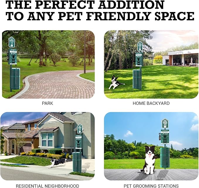 NEW 2025 Dog Waste Station Outdoor With Hand Sanitizer Bottle, Commercial Pet Poop Station, Free 400 Roll, 200 Pull Waste Bags & 50 Can Liners for Backyard, Park & HOA's