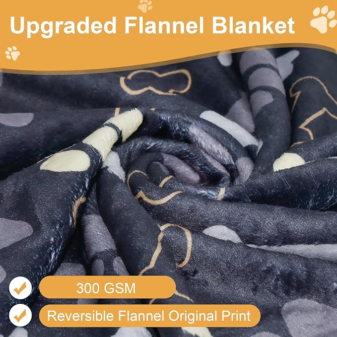 Dog Blanket for Medium Dogs Washable - Soft Fluffy Puppy Blanket with Premium 300GSM Coral Fleece, Cozy Calming Cat Blankets for Indoor Cats for Kitten Doggy, Black