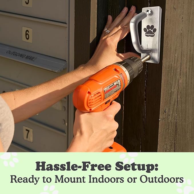 Canine Hitch Secure Dog Leash Parking Bundle – Standard & Standard with Clip, Indoor & Outdoor Wall Hook,Stainless Steel Tie-Out for Home & Business (Pack of 2)