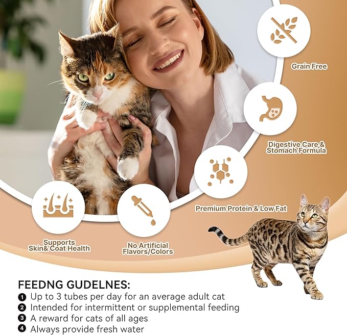 PETPHABET Lickable Cat Treats, Creamy Puree Wet Kitten Treats Tuna & Chicken Recipe, Squeezable Paste Cat Snacks, Grain-Free Kitty Treat, High Protein Squeeze Up Tubes for Cats (0.5 oz x 20 Counts)