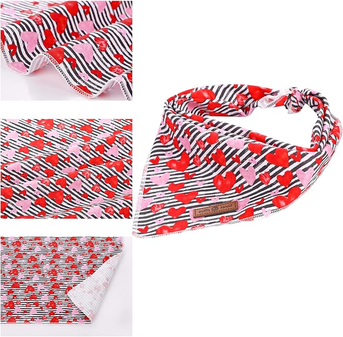 lionet paws Valentines Dog Bandana for Small Medium Large Dogs, Cat Dog Kerchief Triangle Bibs Scarf for Girl Boy