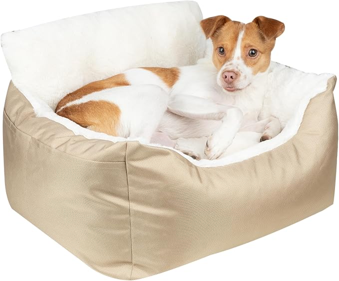 Best Pet Supplies Dog House Bed Crate Mat Tent Indoor Round Soft Plush for Small, Medium, and Large Breeds - Brown, 21 x 20 x 14