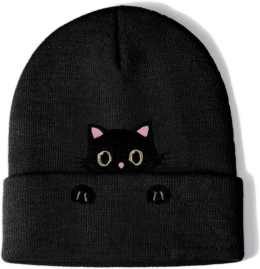 Cat Hat Beanie for Lovers - Cute Women's Embroidery Themed Gifts for Mom - Funny Novelty Trendy Stuff