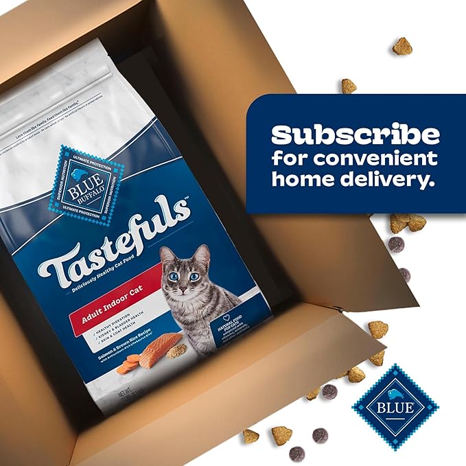Blue Buffalo Tastefuls Natural Dry Food for Adult Indoor Cats, Salmon & Brown Rice Recipe, 5-lb. Resealable Bag