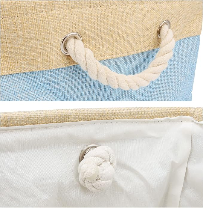 Personalized Dog Toy Box, Dog Toy Basket Storage with Cotton Handle, Customized Name and Paw Heart Print Puppy Toy Bin for Organizing Food Clothes and Pets Accessories(Heart Light Blue)