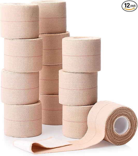 Geiserailie 12 Rolls 2 Inches Elastic Tape Adhesive Elastic Tape Self Adhesive Bandage Wrap Flexible Stretch Bandages for Sports Ankle, Knee and Wrist Sprains Animal Pets, 5 Yards