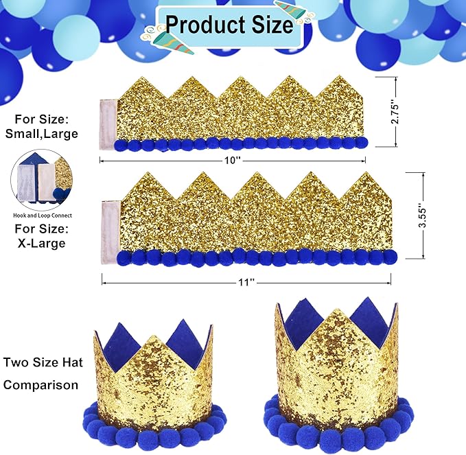 ADOGGYGO Dog Bandana Hat Set for Birthday Party Supply, Boy Girl Pet Birthday Scarf for Extra Large Dog (X-Large, Blue)