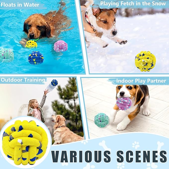 Magicorange Dog Balls 4 Pack Tennis Ball Toys Dog Toy for Aggressive Chewers Indestructible Teething Chew Toys Water Toy Fetch Ball for Dogs