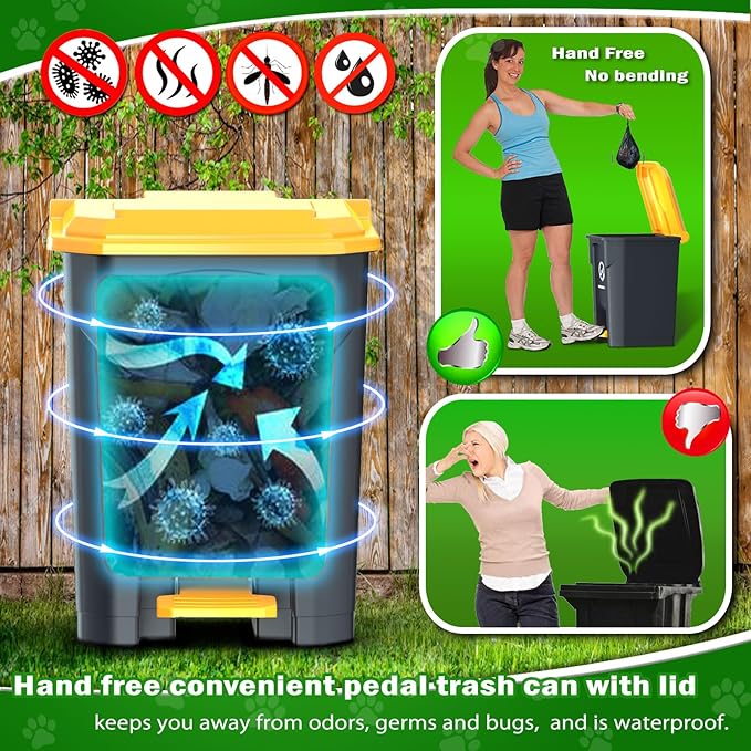 Outdoor Dog Poop Trash Can with Pooper Scooper & 60 Free Poop Bags -20 L/5.2 Gallon Dog Waste Trash Can Pet Waste Disposal Station with Inner Bucket - Metal Dog Pooper Scooper Great Dogs