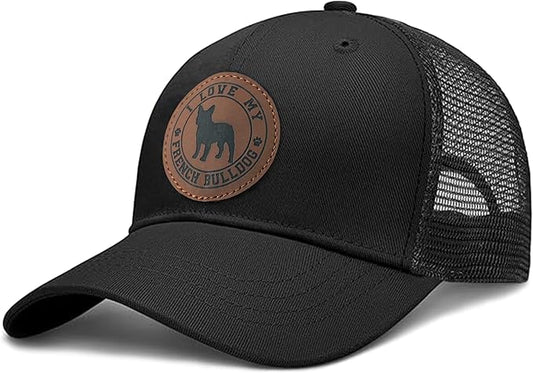 Dog Leather Patch Trucker Hat Gift - Adjustable Baseball Caps Dog Mesh Snapback Cap, Plastics Snapback Trucker Hats
