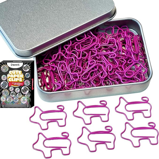 Cute Paper Clips, 60 PCS Pig Shaped Paper Clips Animal Bookmarks Clips, Assorted Colors, Fun Office Gifts for Women Men Coworkers Teachers Students Girls Boys, Christmas Gifts