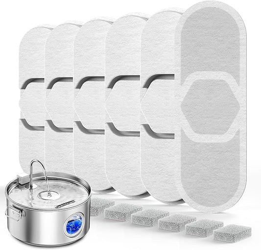 Dog Water Fountain for Large Dogs, 3.2Gal/406oz/12L Stainless Steel Pet Fountain, Quiet Dog Water Bowl Dispenser with Visible Window for Multi-pet Home(6 Set Filter)