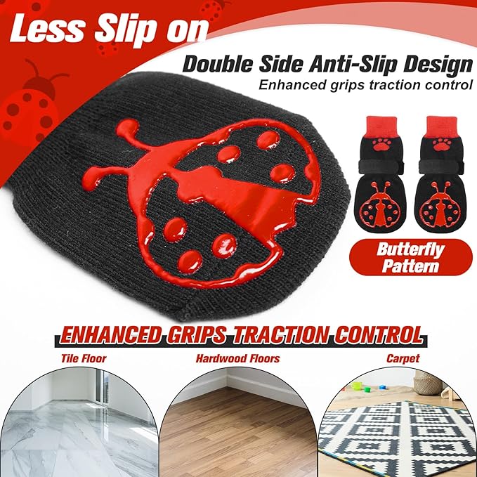 EXPAWLORER Anti Slip Dog Socks to Prevent Licking Paws,Winter Dog Boots & Paw Protectors,Dog Booties for Hardwood Floors with Grippers,Dog Shoes for Hot/Cold Pavement Small Medium Large Senior Dog