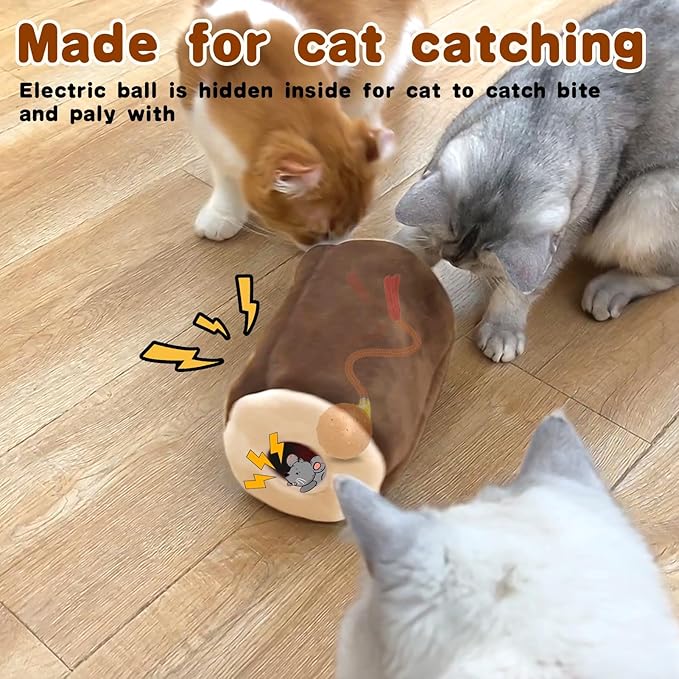 Interactive Cat Toys for Indoor Cats,Hide n Seek Automatic Cat Ball in Plush Burrow,Mouse Squeaky for Stimulating, Rechargeable, Motion Activated,Pop Play Cat Puzzle Toy