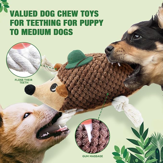LEGEND SANDY Squeaky Dog Toys, Plush Small Dog Toys, 5 Pack Stuffed Animal Puppy Toys with Tug of War Ropes Value Bundle, Puppy Chew Toys for Teething, Dog Chew Toy for Small Medium Breeds