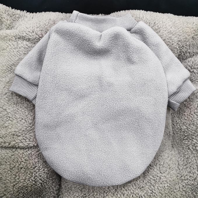 Idepet Dog Fleece Sweater, Small Dogs Shirt Pullover Sweatshirt Pet Dog Clothes Soft Puppy Sweater Warm Winter Shirt Classic Cat Apparel for Small Dogs and Cats (XX-Small, Grey)