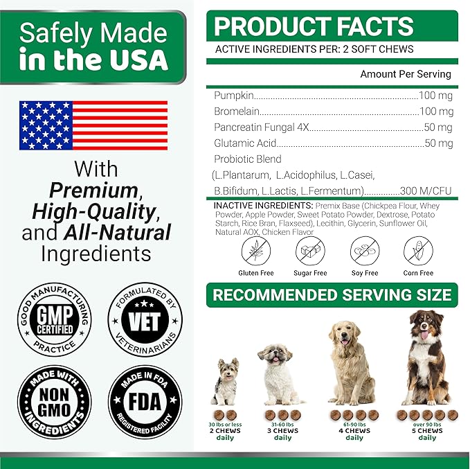 YUMA'S No Poo Chews for Dogs - 170 Count - Coprophagia No Poop Eating Deterrent for Dogs - Stop Eating Poop for Canine - Gut Health - Probiotics & Digestive Enzymes Supplement - Made in USA