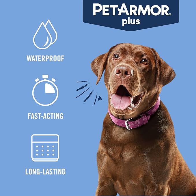 PetArmor Plus Flea and Tick Prevention for Dogs, Large Dog Flea and Tick Treatment, 3 Doses, Waterproof Topical, Fast Acting (45-88 lbs)